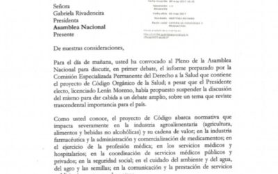 Sectores productivos demandan la suspensión del debate del proyecto de Código de Salud